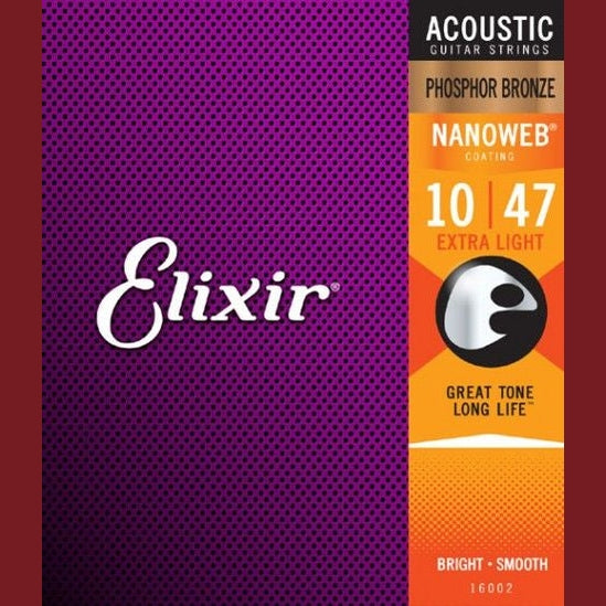 ELIXIR 16002 ACOUSTIC NANOWEB PHOSPHOR BRONZE EXTRA LIGHT Stygos