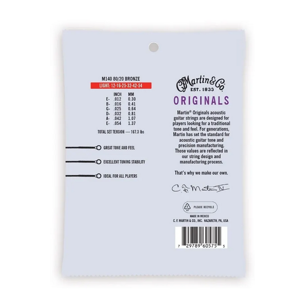 MARTIN M140 LIGHT 12-54 Stygos akustinei gitarai