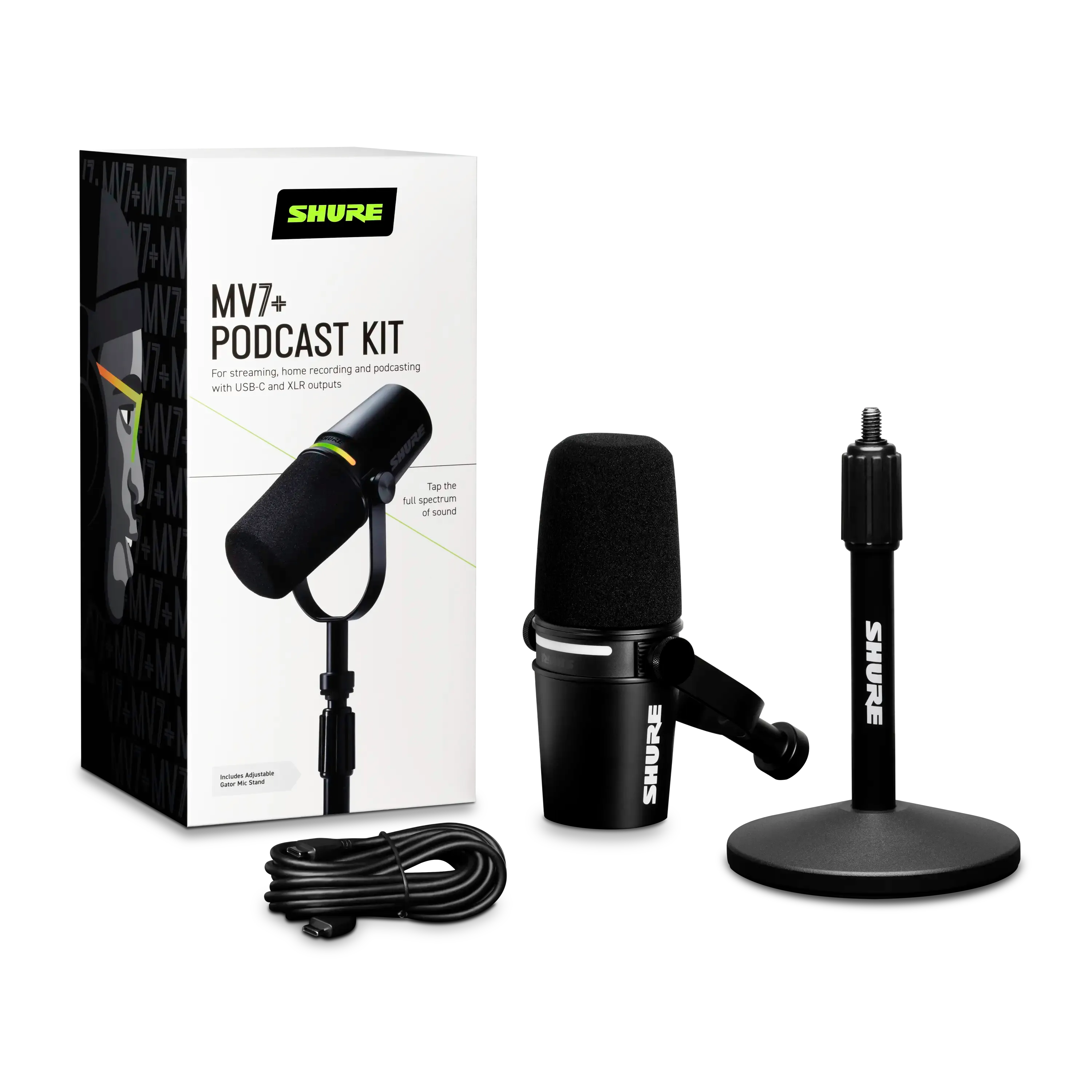 Shure MV7+-K-BNDL mikrofonas su stovu