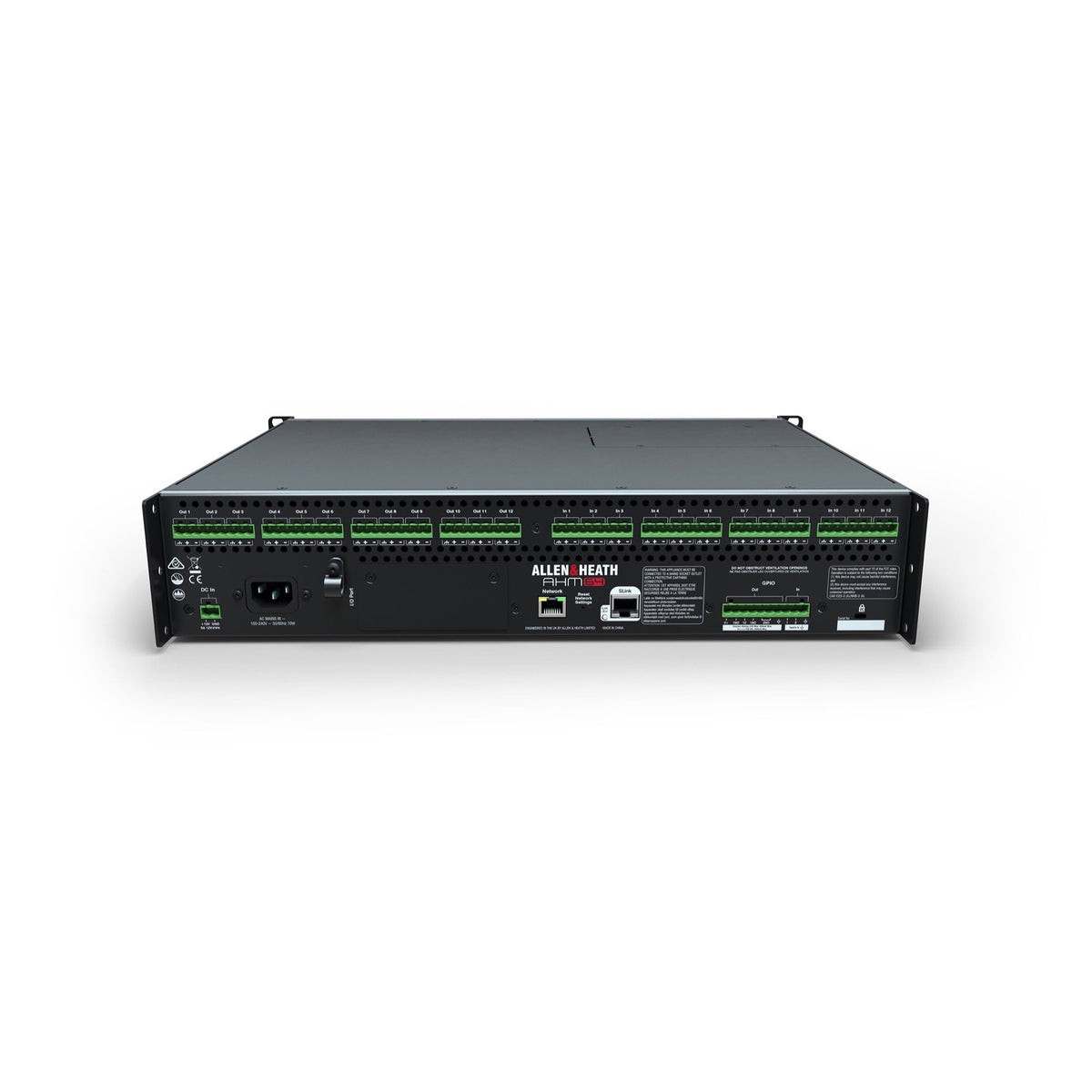 Allen & Heath AHM-64 rear panel with Phoenix, SLink and network connections