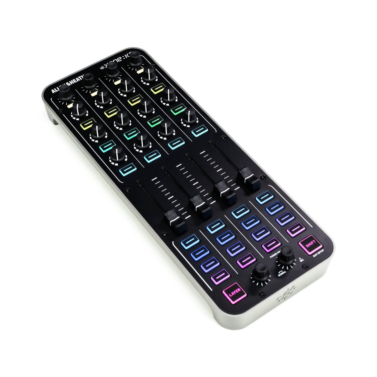 Allen & Heath Xone:K3 MIDI controller, angled view from the left