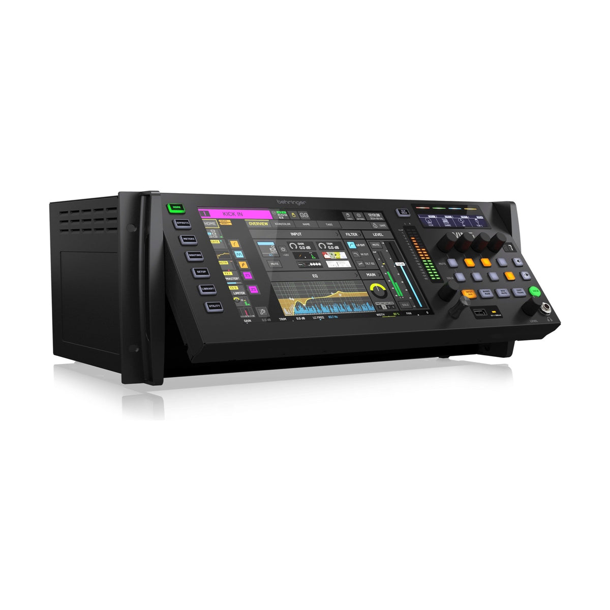 Behringer WING RACK skaitmeninis mikšeris, reguliuojamas priekinis skydelis, vaizdas iš šono