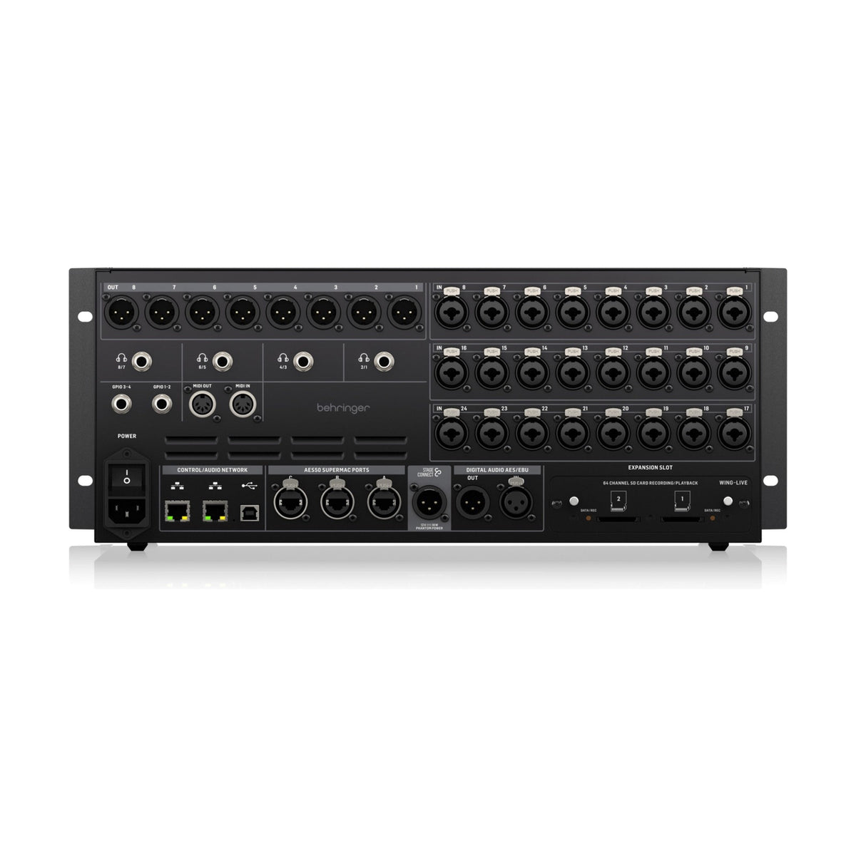 Behringer WING RACK skaitmeninis mikšeris, galinis skydelis ir jungtys