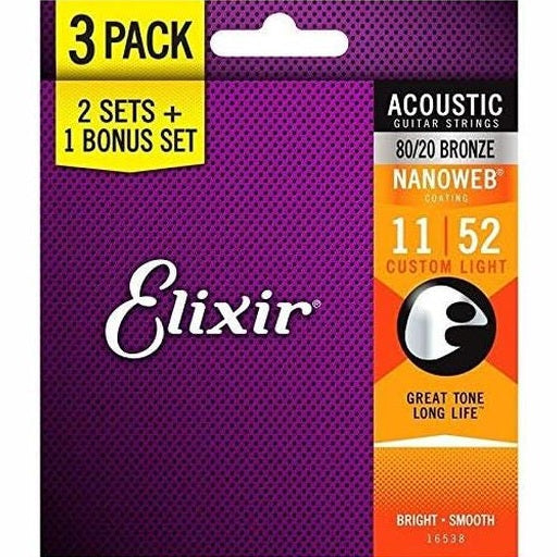 ELIXIR 16538 ACOUSTIC WITH NANOWEB COATING BRONZE CUSTOM LIGHT Stygos