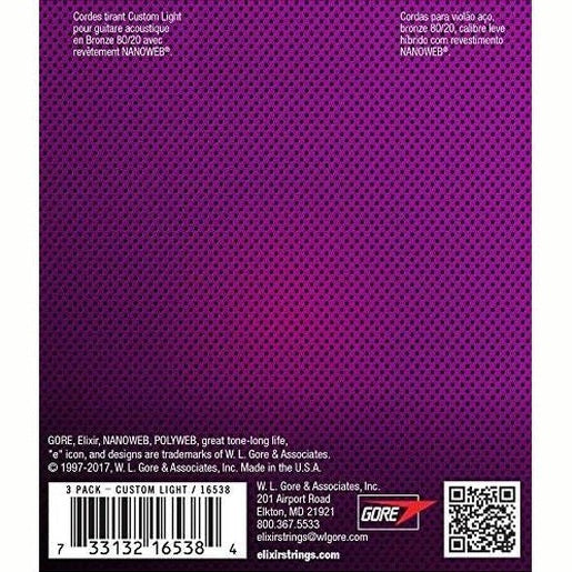 ELIXIR 16538 ACOUSTIC WITH NANOWEB COATING BRONZE CUSTOM LIGHT Stygos