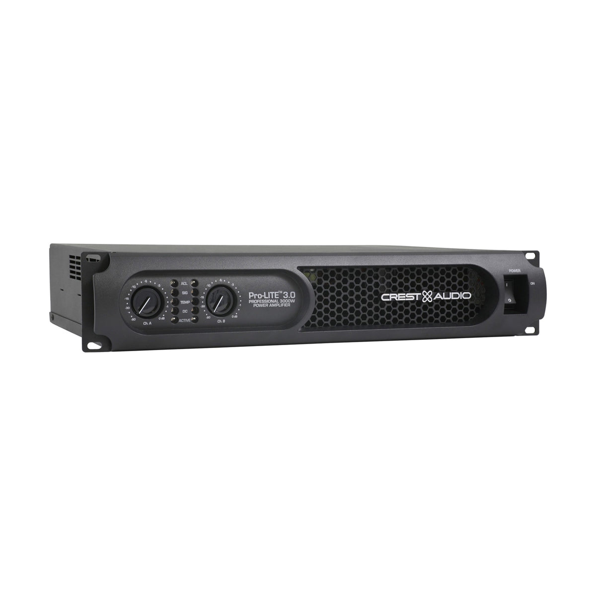 Crest Audio Pro-LITE 3.0 power amplifier, right-hand angle