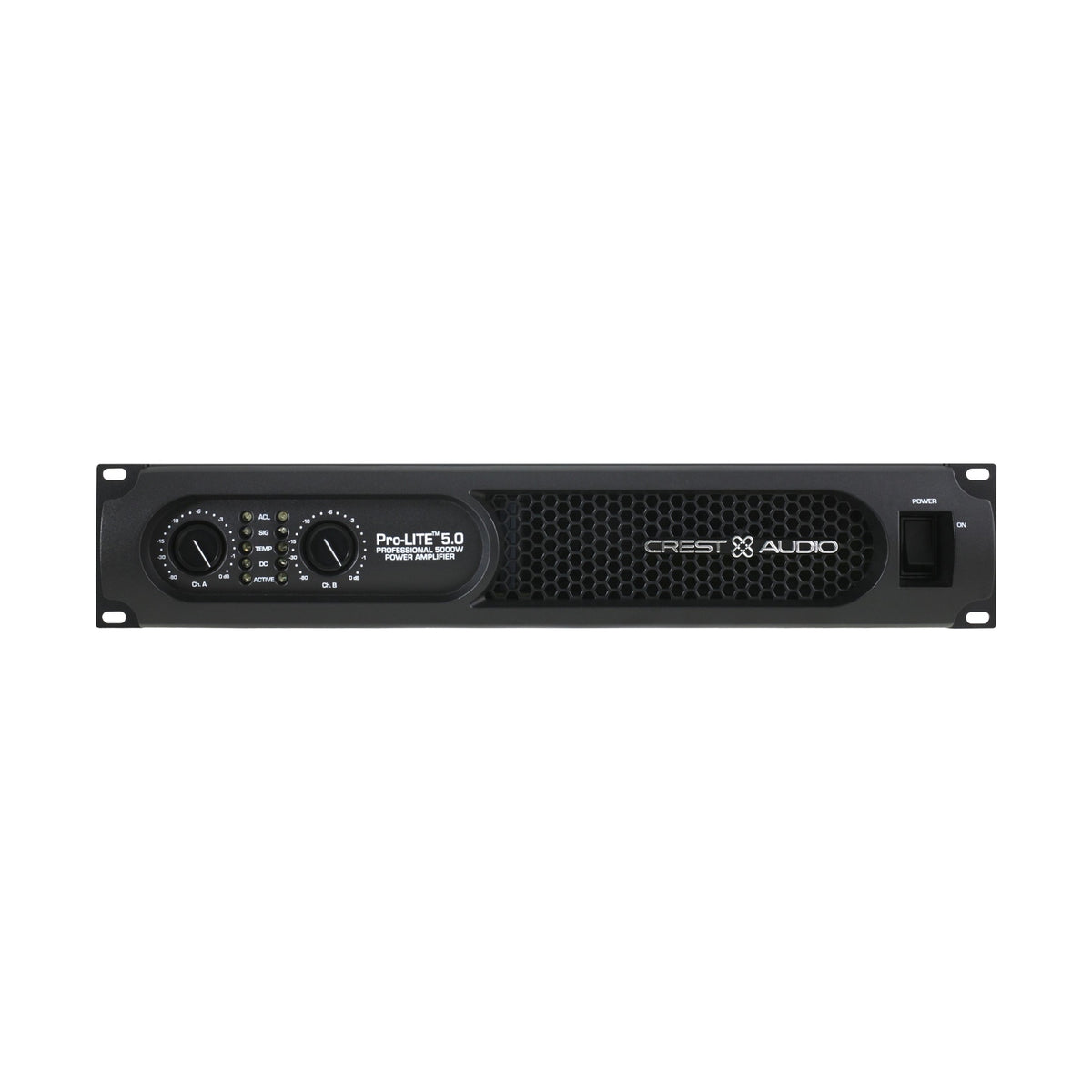 Crest Audio Pro-LITE 5.0 galios stiprintuvas, priekinis skydelis