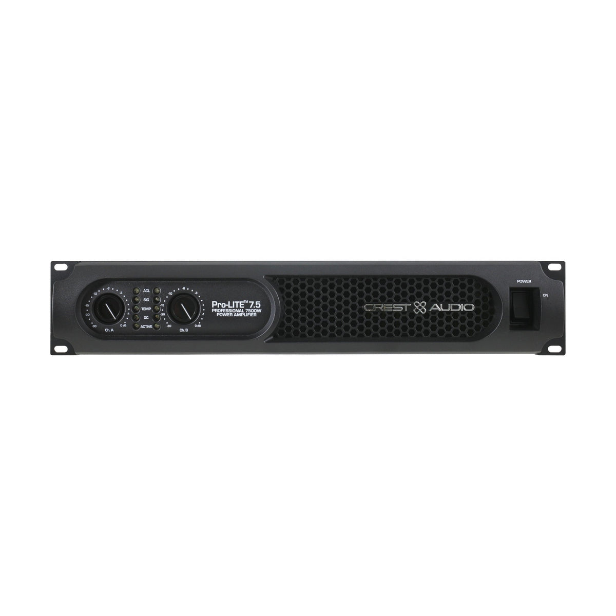 Crest Audio Pro-LITE 7.5 galios stiprintuvas, priekinis skydelis