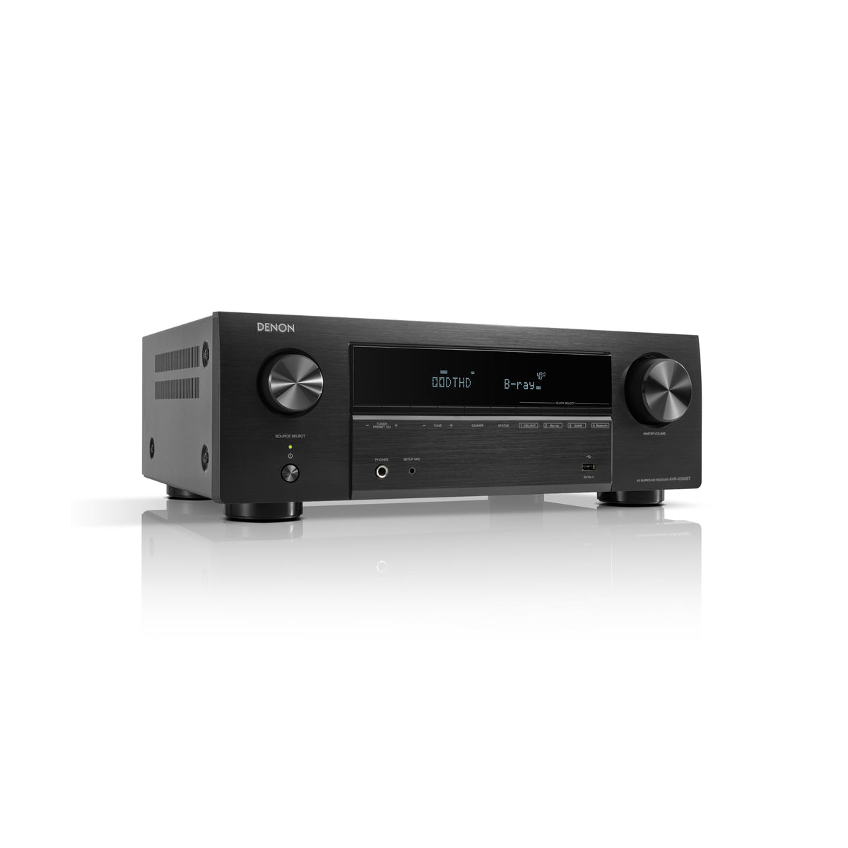 Denon AVR-X580BT Black AV receiver from the front and left side