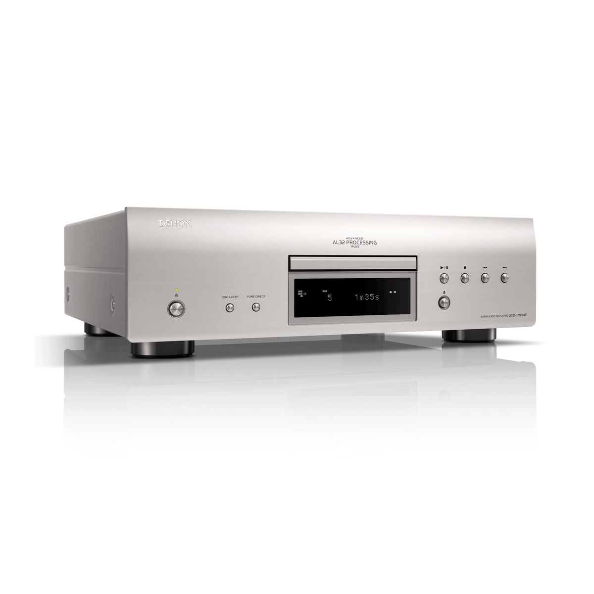Denon DCD-1700NE Silver CD/SACD player, angled view