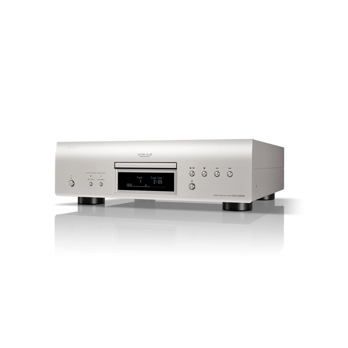 Denon DCD-3000NE CD/SACD player: silver player, right angled view