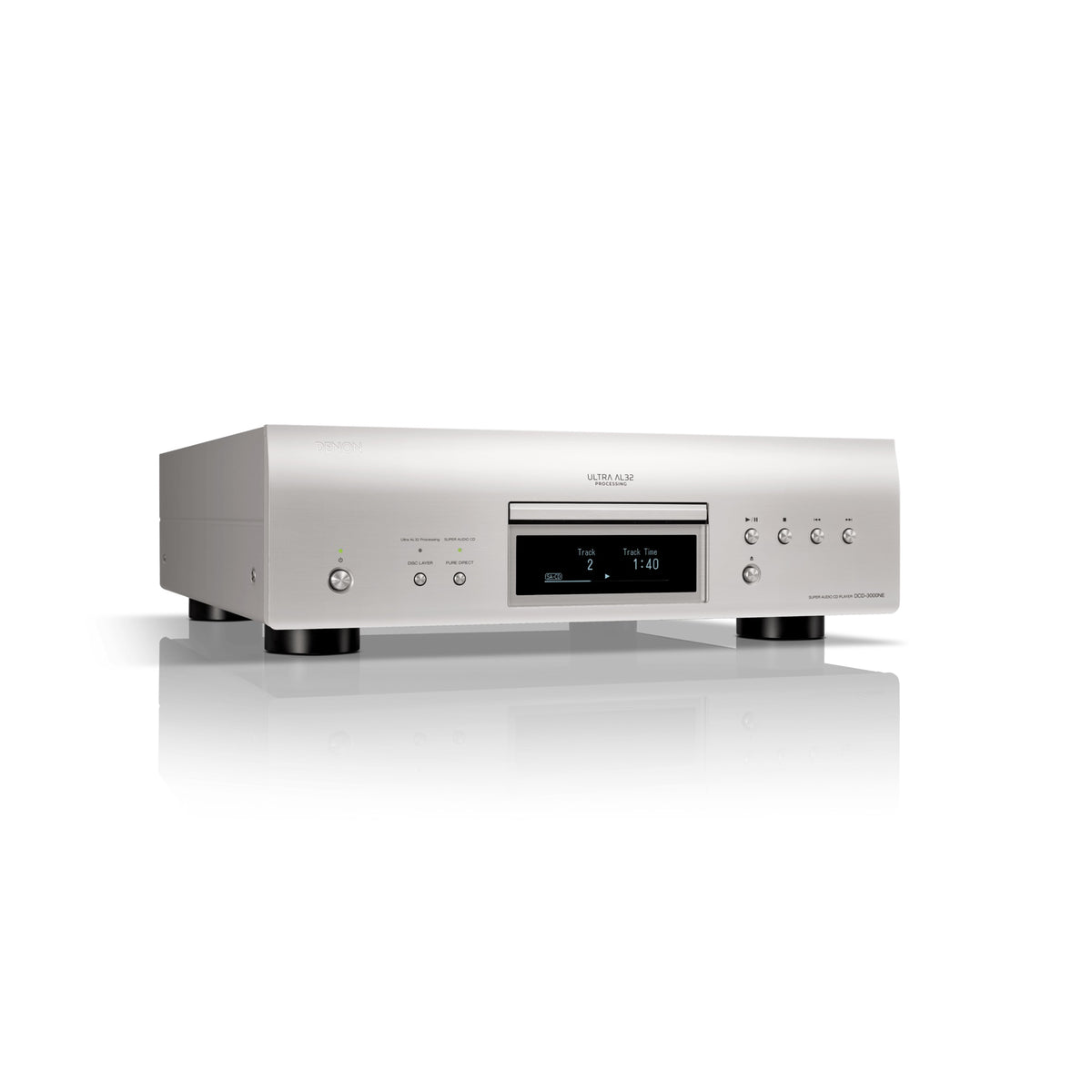 Denon DCD-3000NE Silver CD/SACD player, angled view