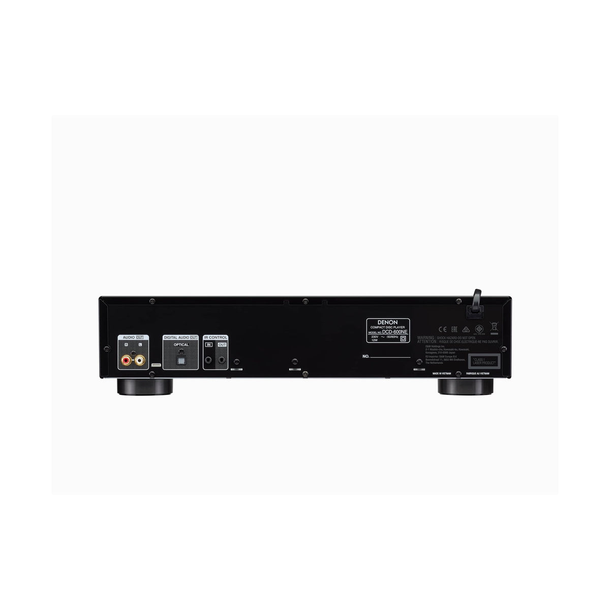 Rear panel of the Denon DCD-600NE CD player with RCA and optical outputs