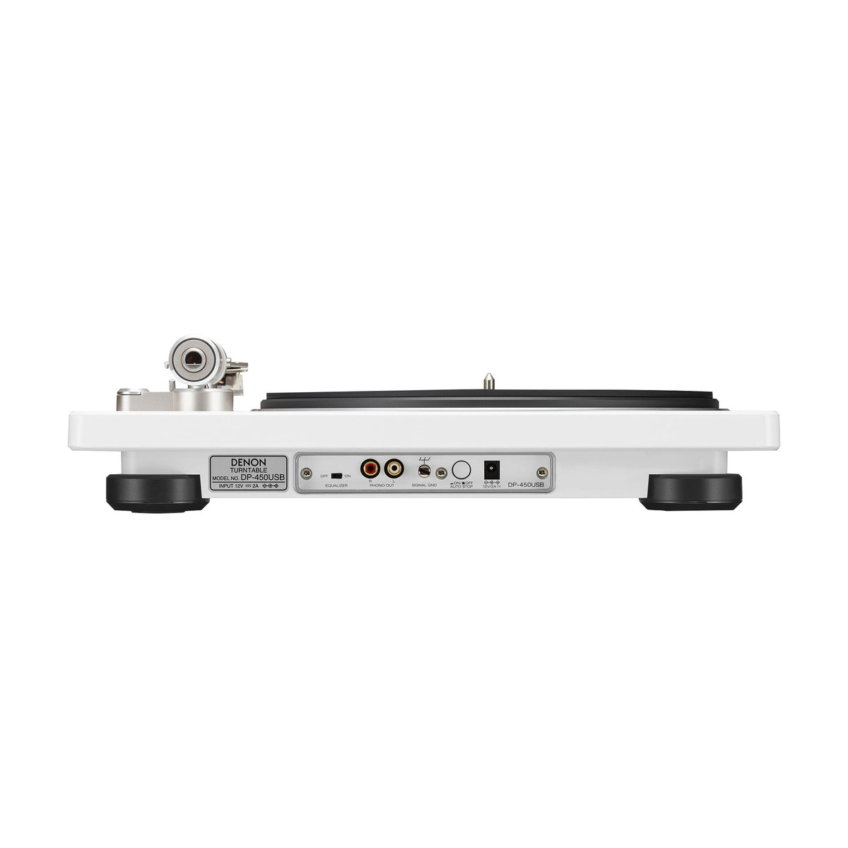 Denon DP-450USB baltas patefonas, galinės jungtys