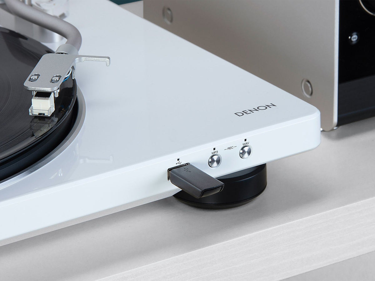 Denon DP-450USB baltas patefonas, USB įrašymo jungtis ir mygtukai