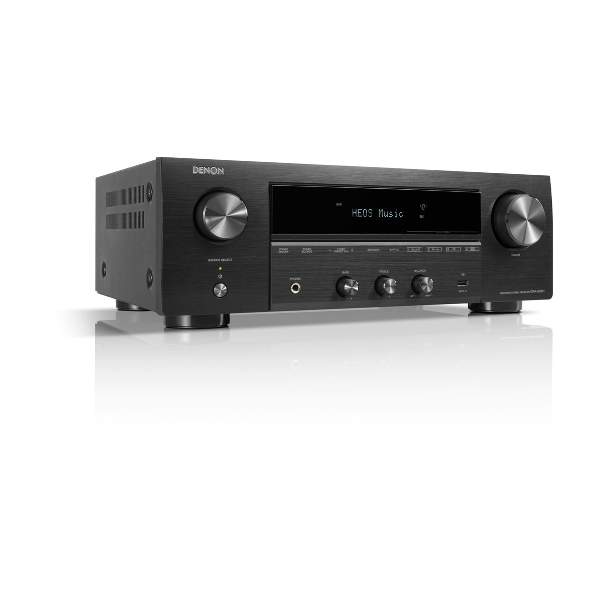 Denon DRA-900H black network stereo receiver, front angled view