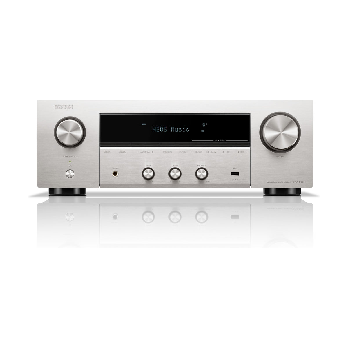 Denon DRA-900H Premium Silver network stereo receiver, front view
