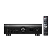 Denon PMA-1700NE black integrated amplifier, front view with remote