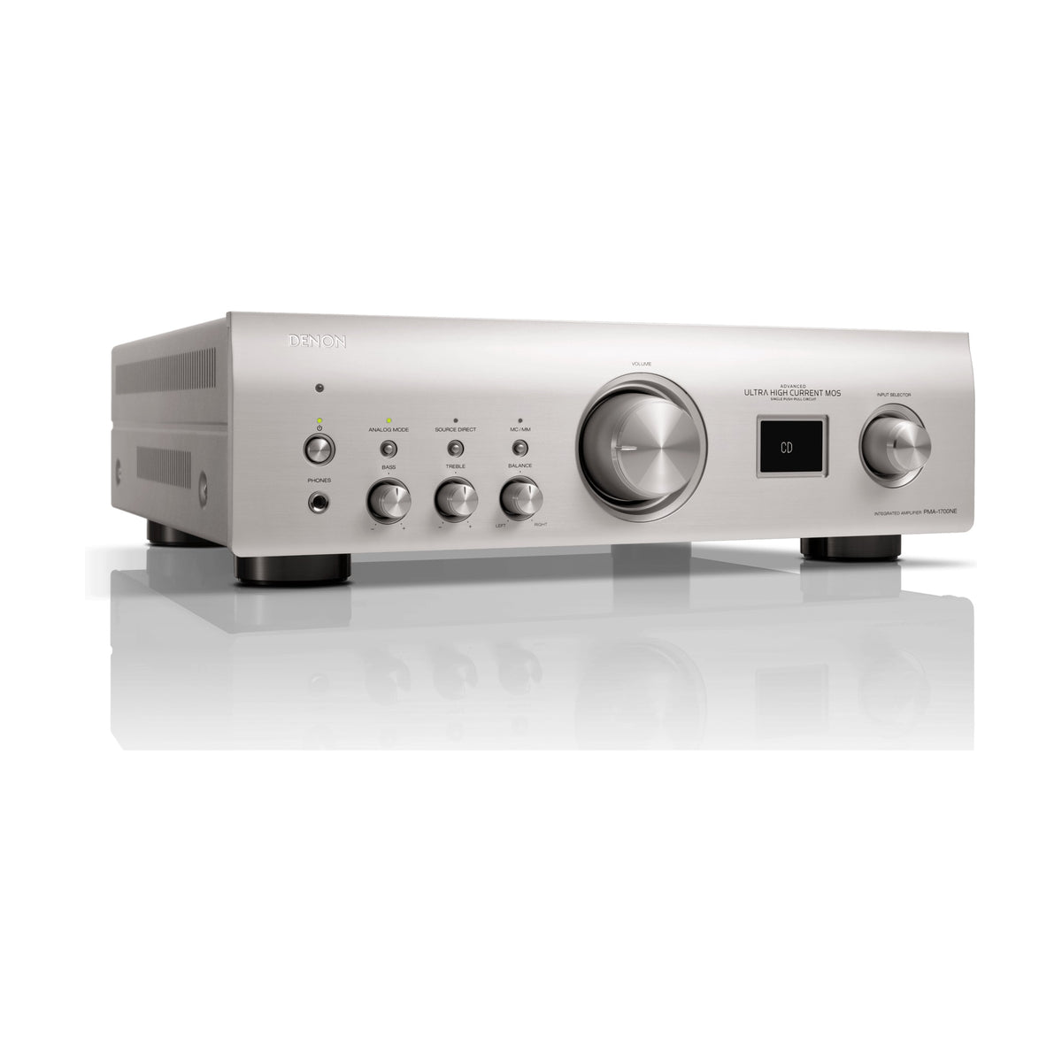 Denon PMA-1700NE Premium Silver integrated amplifier, front angled view