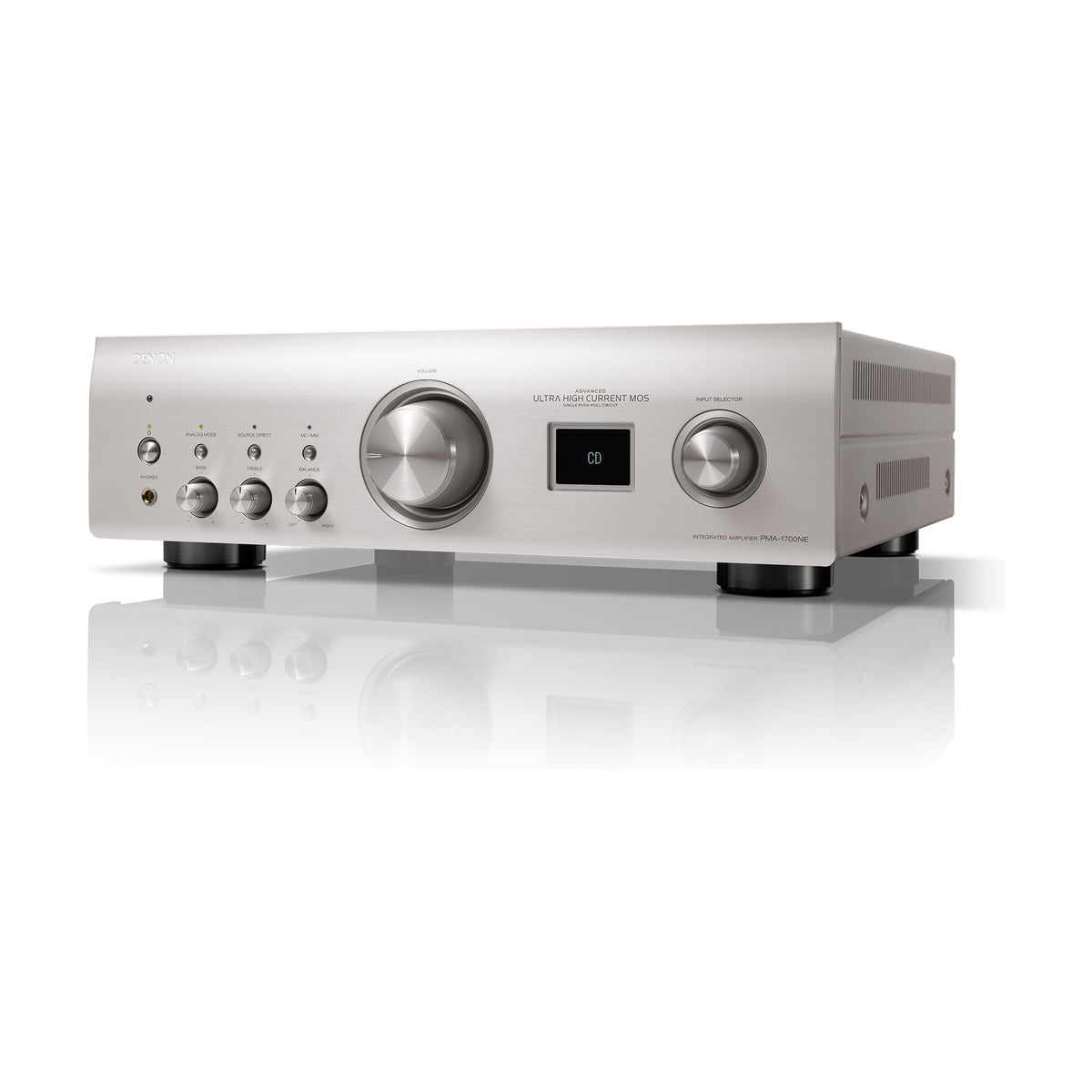 Denon PMA-1700NE Premium Silver integrated amplifier, opposite angled view