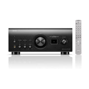 Denon PMA-3000NE black integrated amplifier, front view with remote
