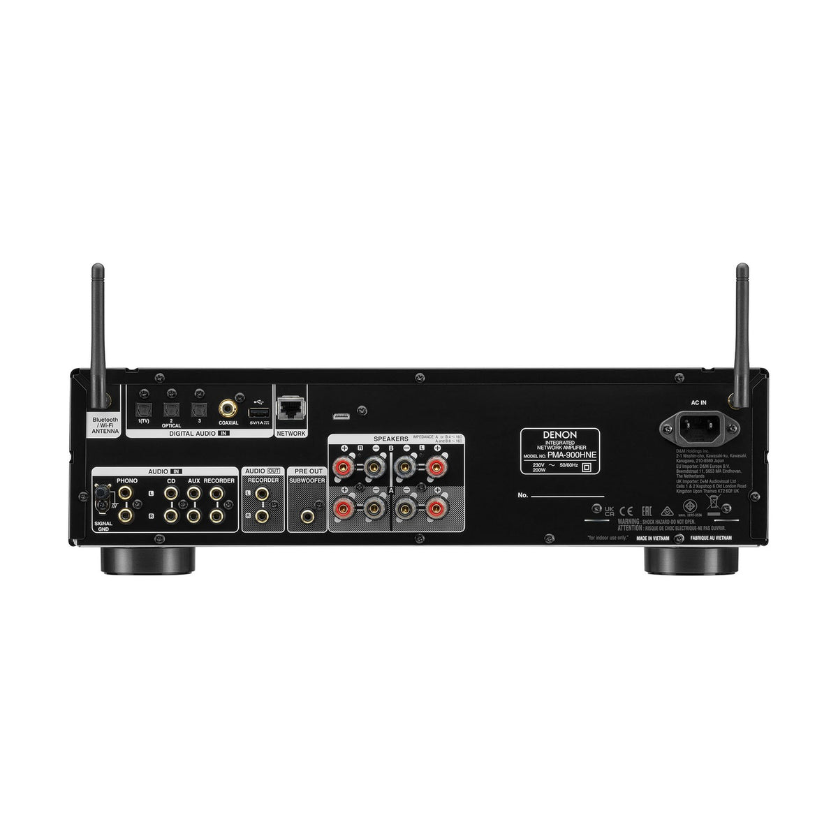 Denon PMA-900HNE black network integrated amplifier, rear connections, European version