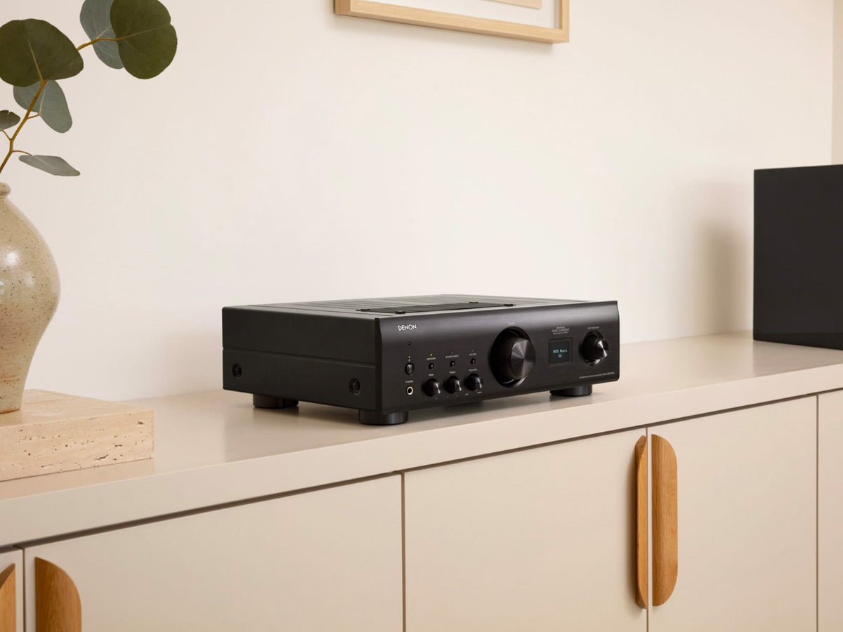 Denon PMA-900HNE black network integrated amplifier, in a home stereo system