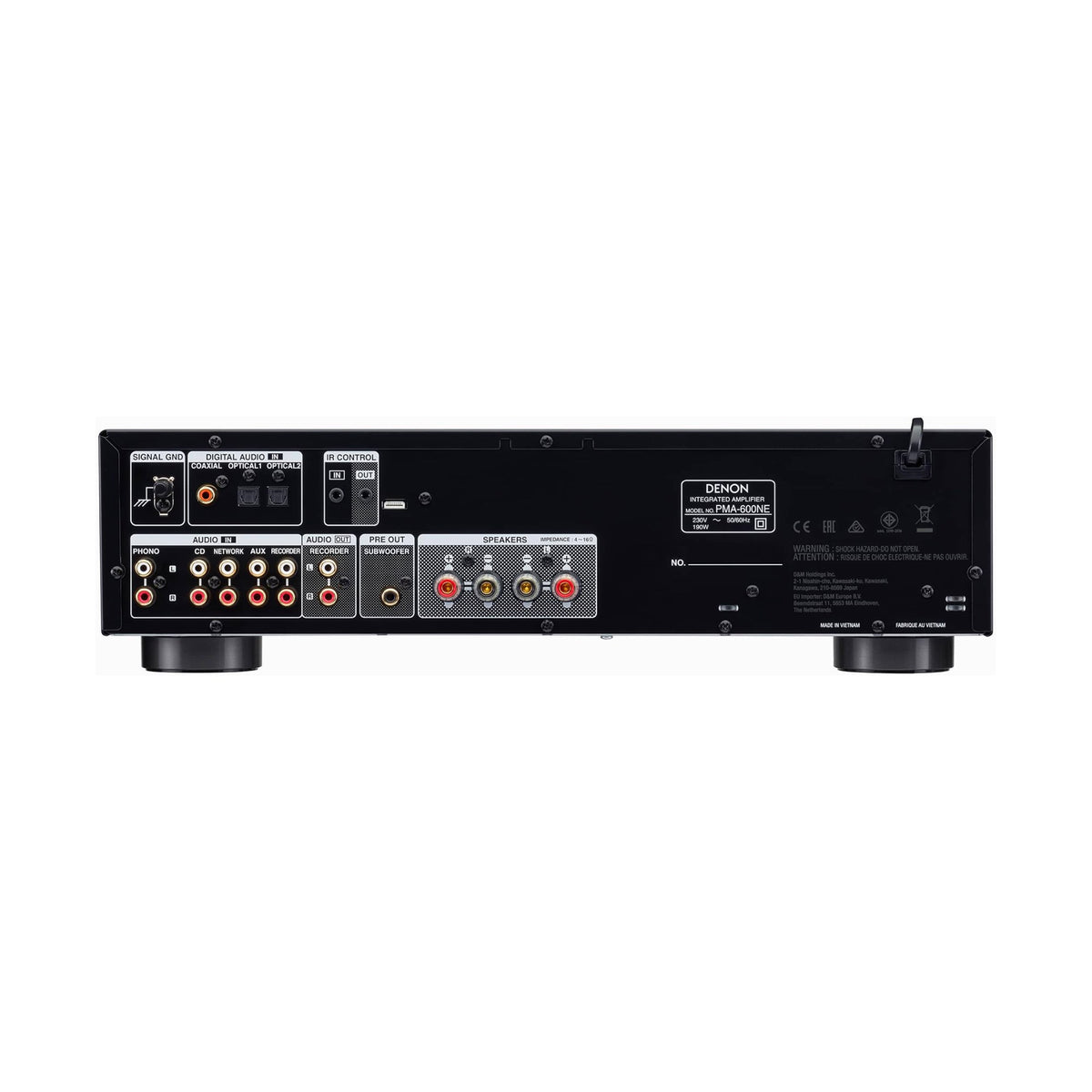 Denon PMA-600NE Black integrated amplifier showing European rear connections