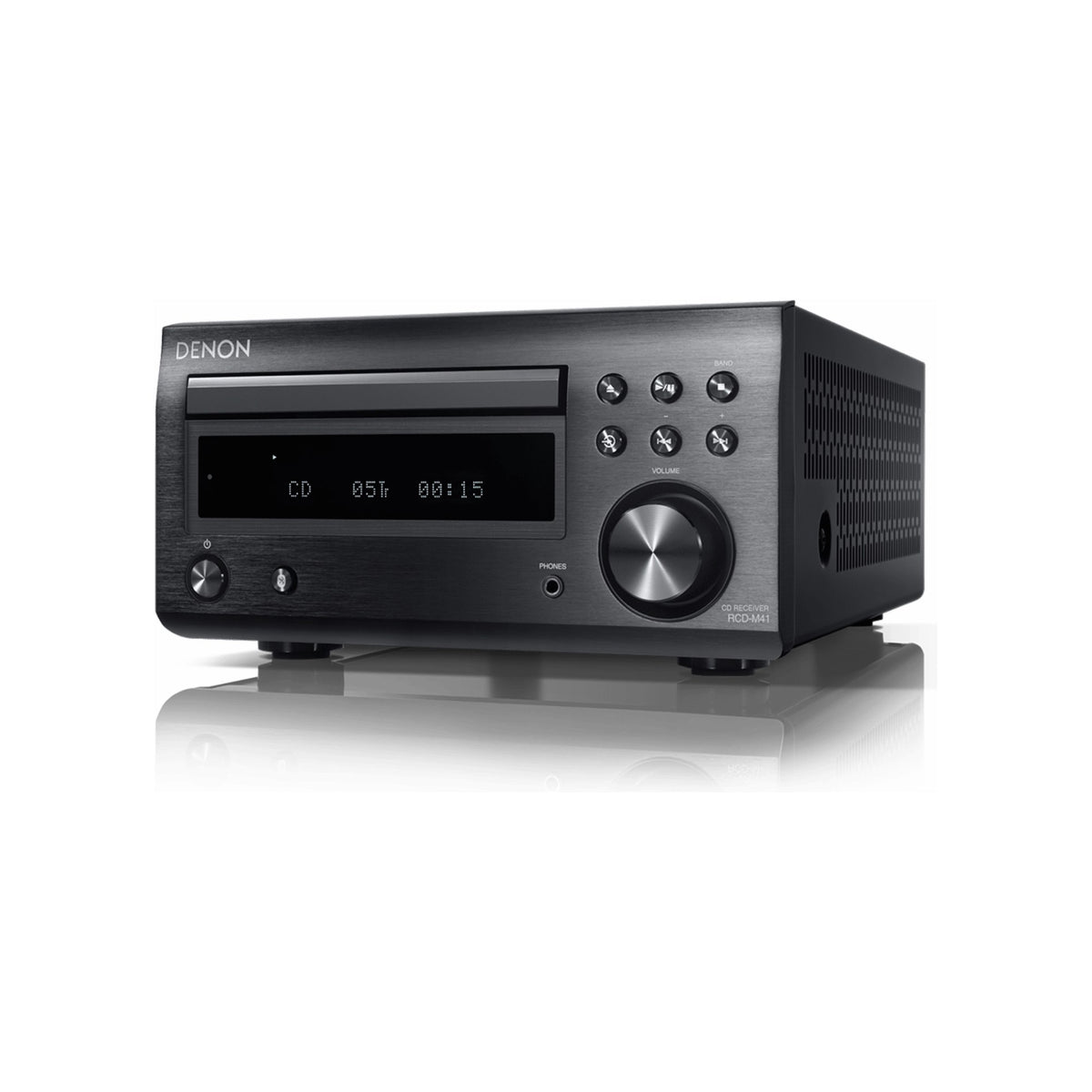 Denon RCD-M41 Black CD receiver from the front and right side