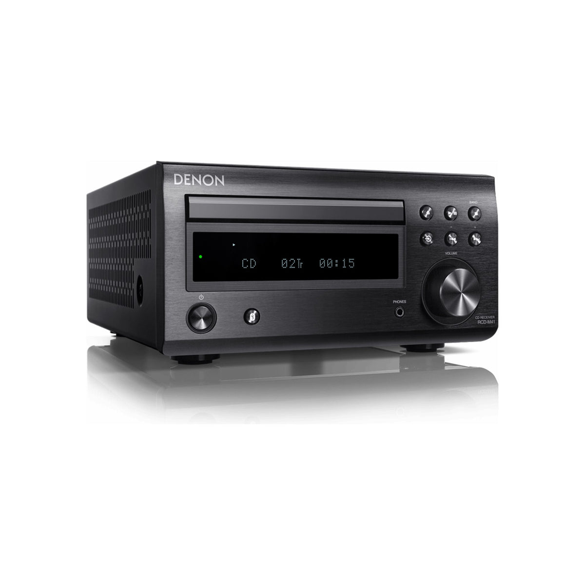 Denon RCD-M41 Black CD receiver from the front and left side