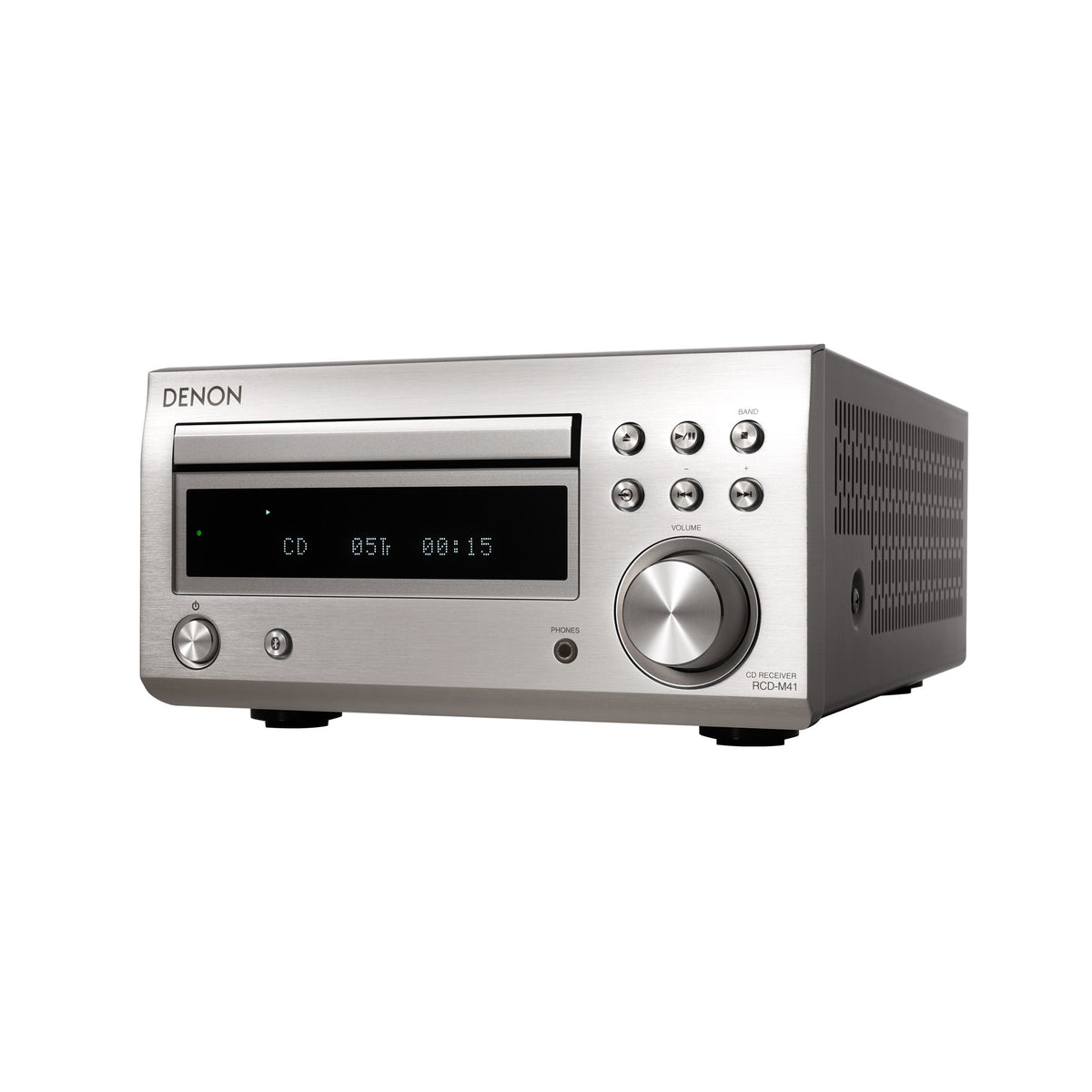 Denon RCD-M41 Premium Silver CD receiver from the right side