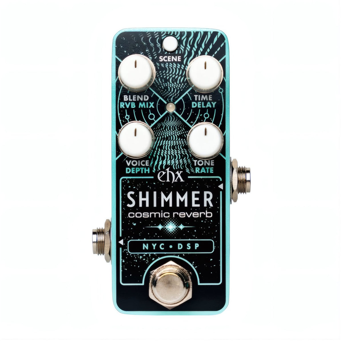 Electro-Harmonix Pico Shimmer efektų pedalas, viršutinis vaizdas su valdymo elementais