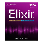 Elixir 11025 POLYWEB 11–52 acoustic guitar string package, front