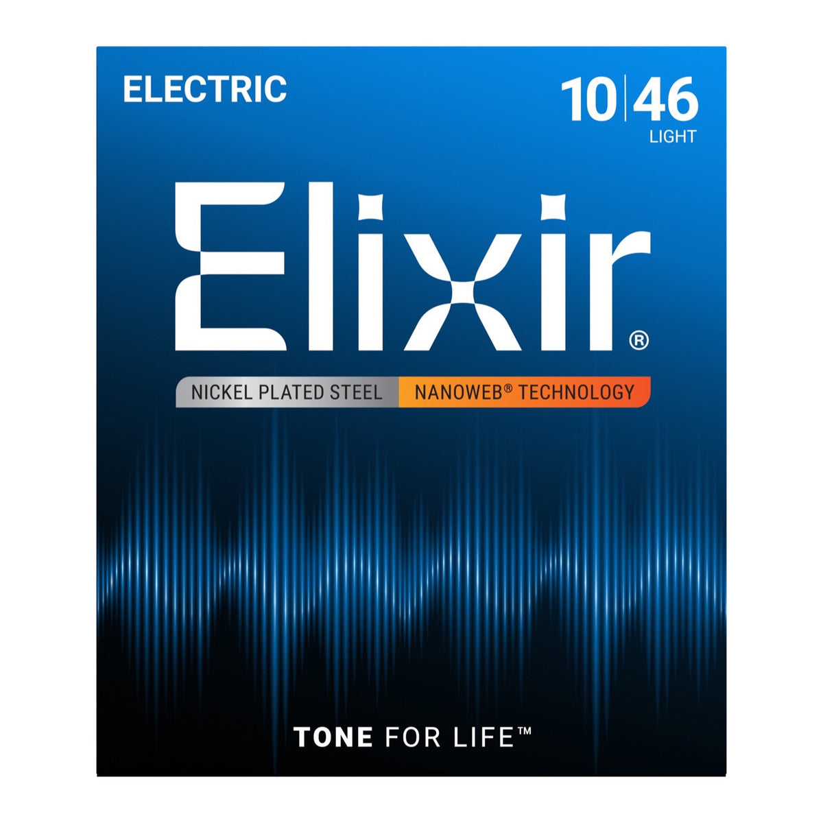 Elixir 12052 NANOWEB 10–46 electric guitar string package, front