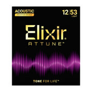 Elixir 21052 Attune Light 12-53 phosphor bronze acoustic guitar strings, front package view