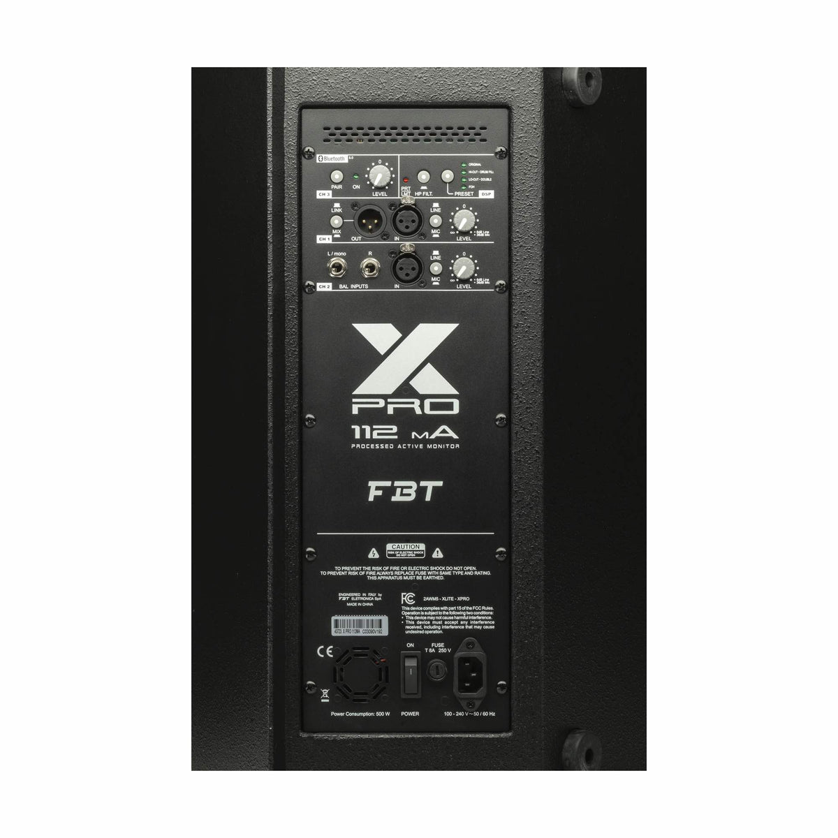 FBT X-PRO 112MA Active Speaker, rear controls and connection panel