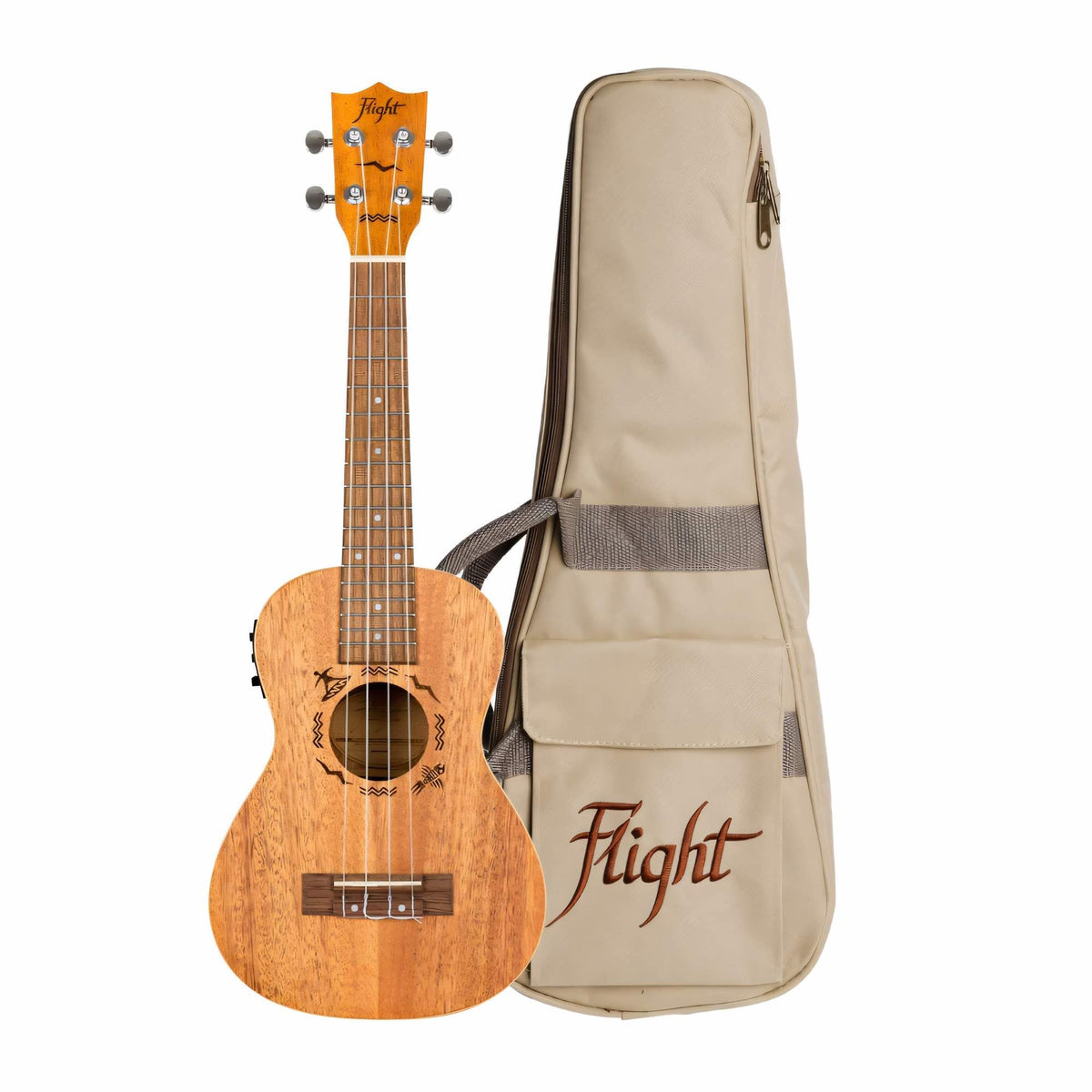 Flight DUC323 CEQ MAH/MAH electro-acoustic concert ukulele with gig bag