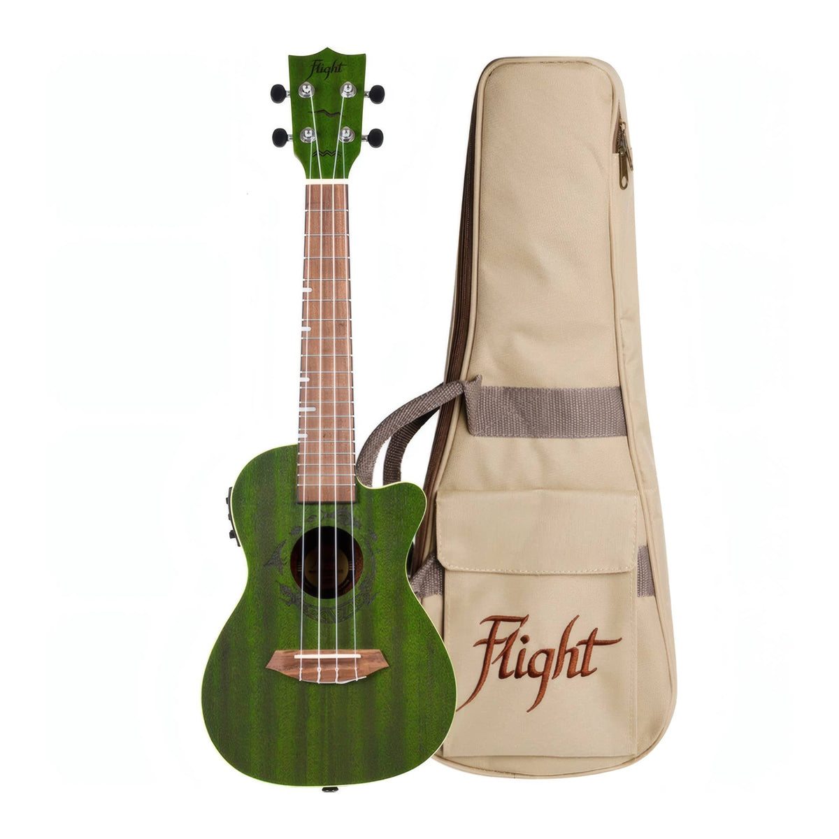 Flight DUC380 CEQ Jade electro-acoustic concert ukulele with padded gig bag