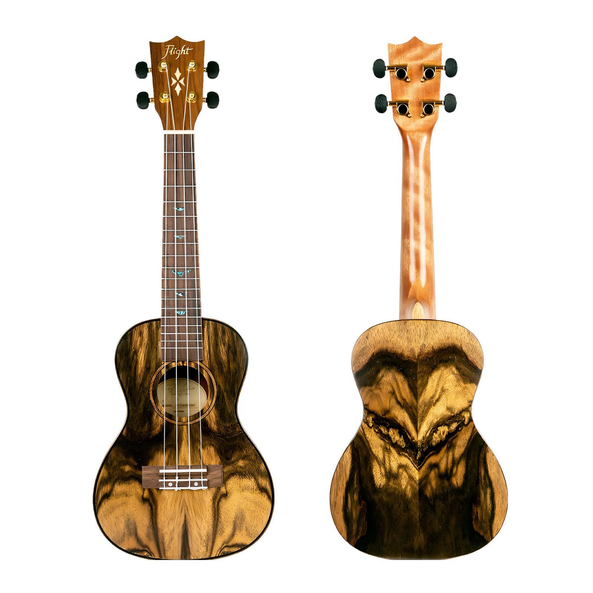 Flight DUC430 DAO ukulele front and back views