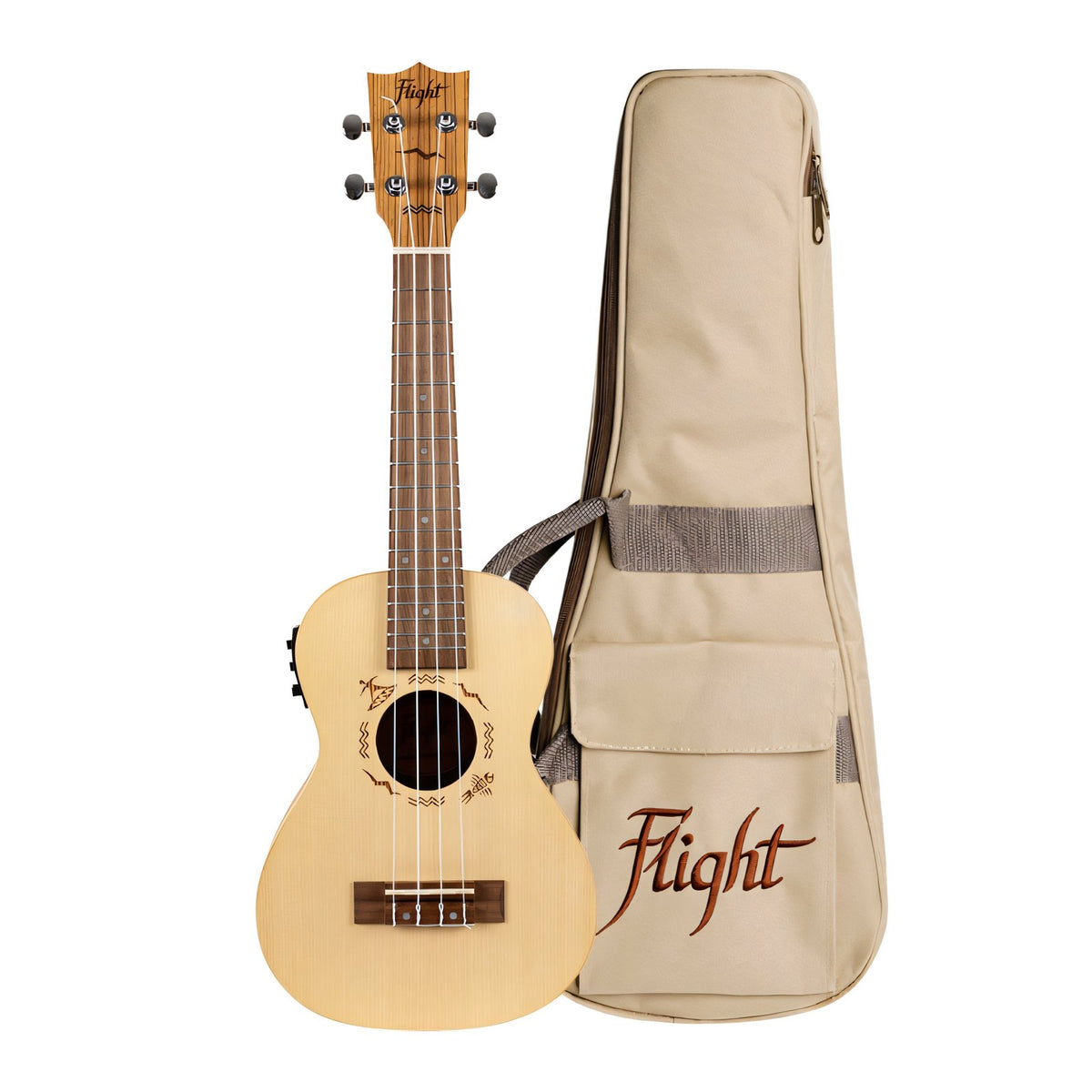 Flight DUC525 CEQ SP/ZEB electro-acoustic concert ukulele with gig bag