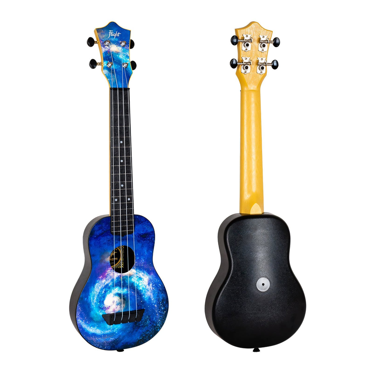 Flight TUS40 Space ukulele front and back views