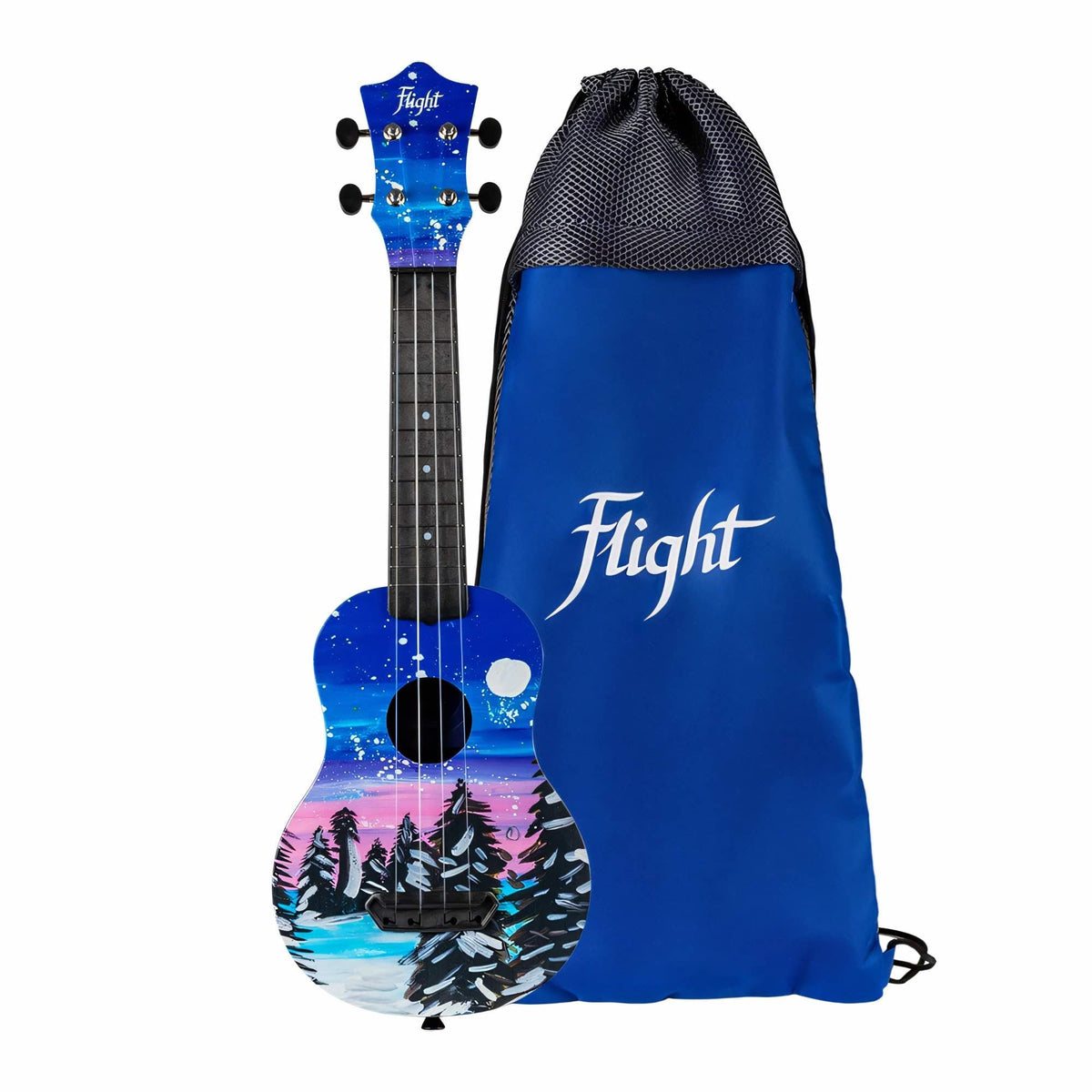Flight UTS-42 Snow soprano ukulele with drawstring bag