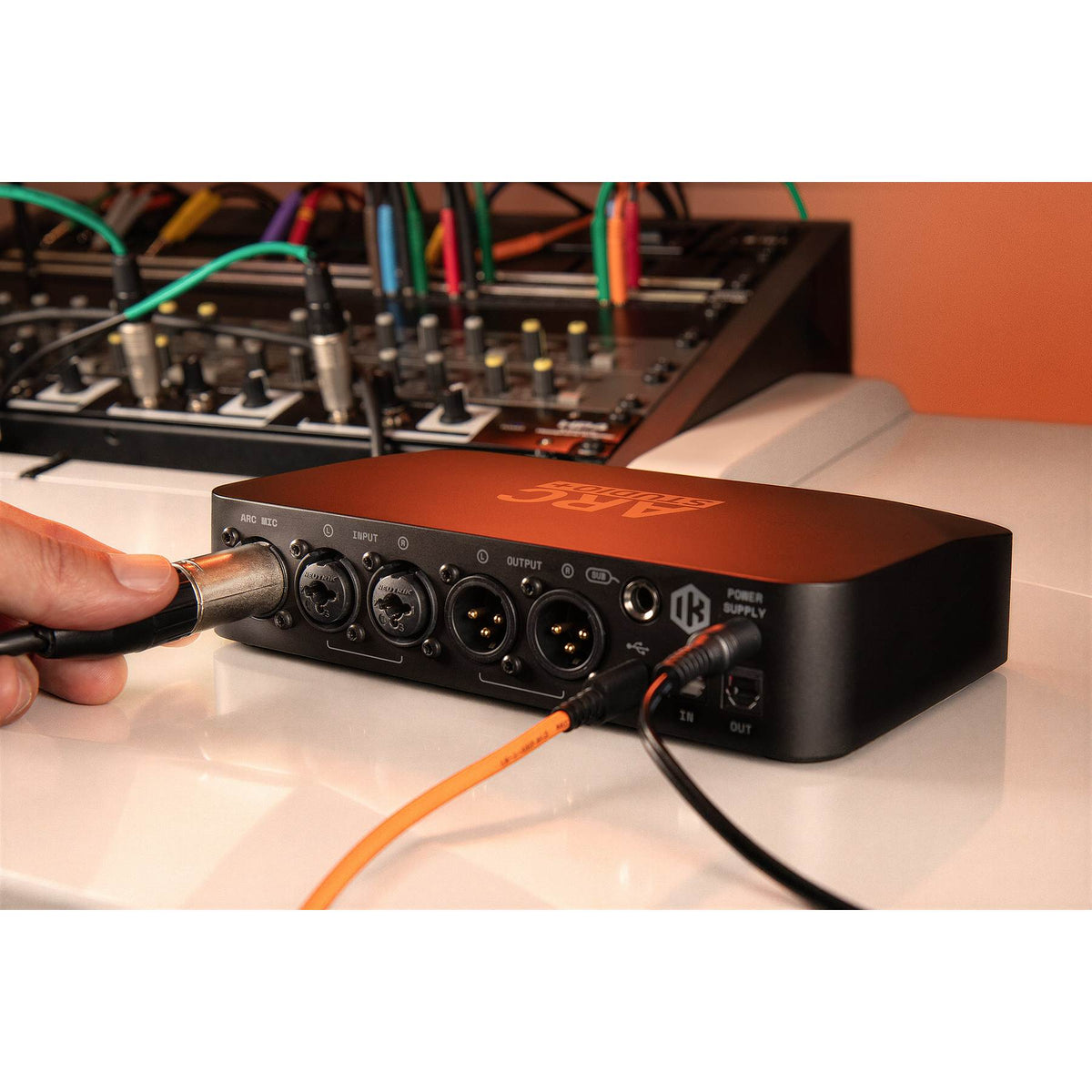 IK Multimedia ARC STUDIO+ Room Correction System cable connections on the rear panel