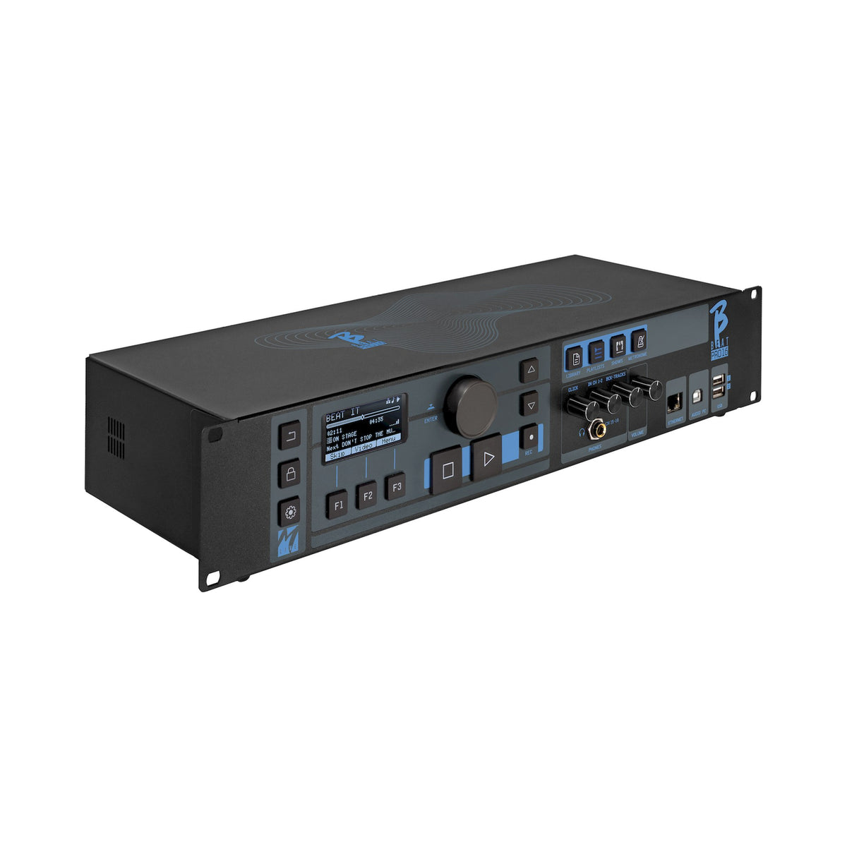 M-Live B.Beat PRO16 Plus 1 TB Wi-Fi Audio and Video Player, angled view and control panel