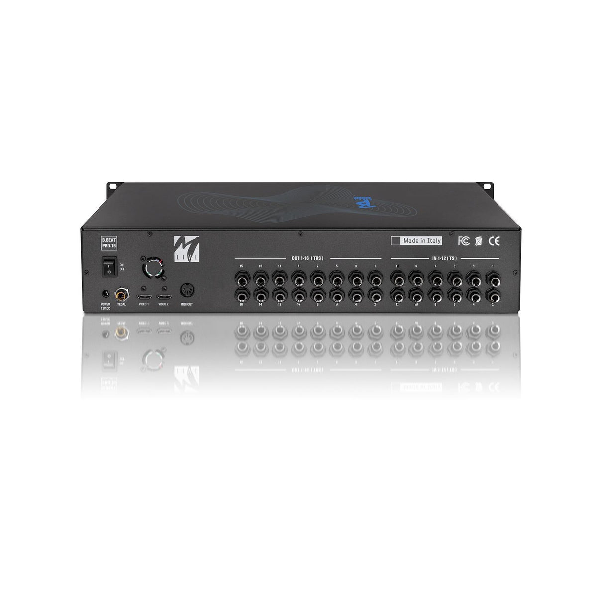 M-Live B.Beat PRO16 Plus 1 TB Wi-Fi Audio and Video Player, rear audio inputs and outputs