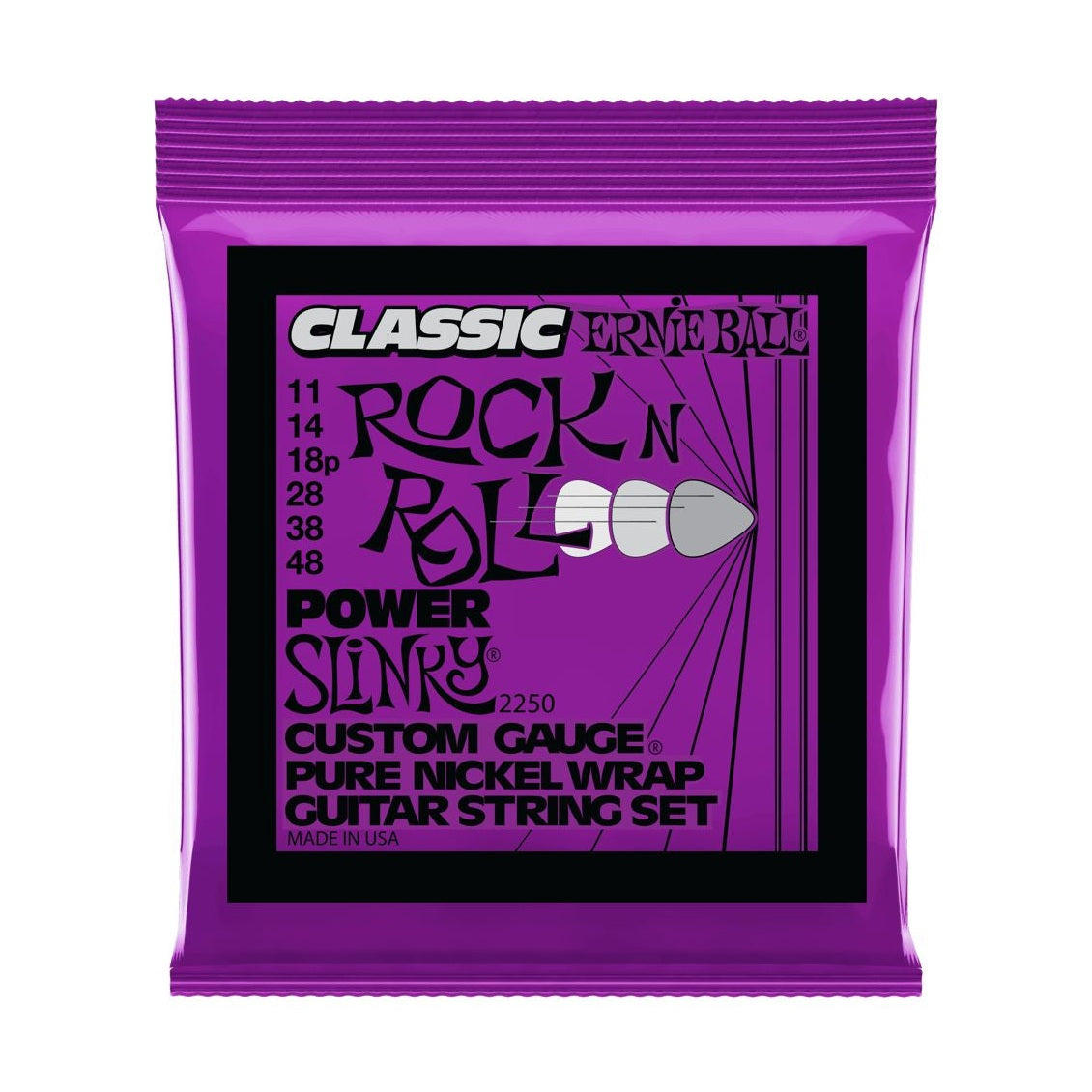ERNIE BALL 2250 POWER SLINKY CLASSIC ROCK N ROLL PURE NICKEL WRAP ELECTRIC 11-48 Stygos