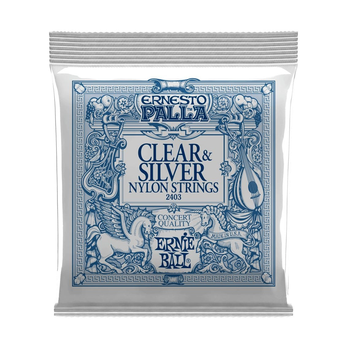 ERNIE BALL 2403 ERNESTO PALLA CLEAR & SILVER NYLON CLASSICAL Stygos