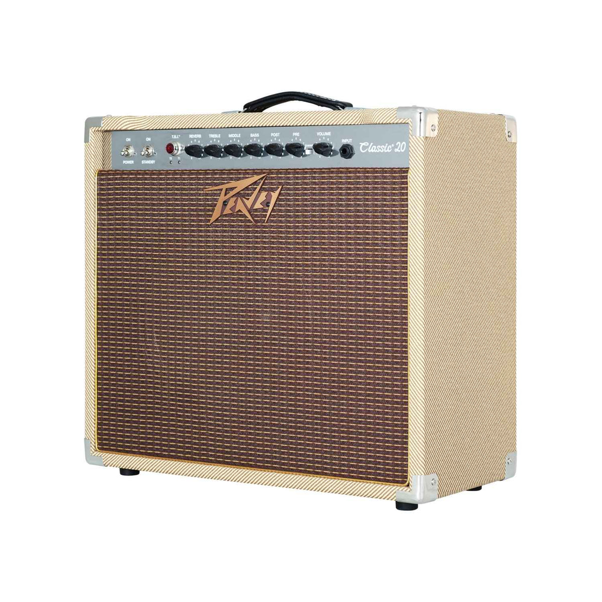 Peavey Classic 20 gitaros stiprintuvas, korpuso vaizdas iš vienos pusės
