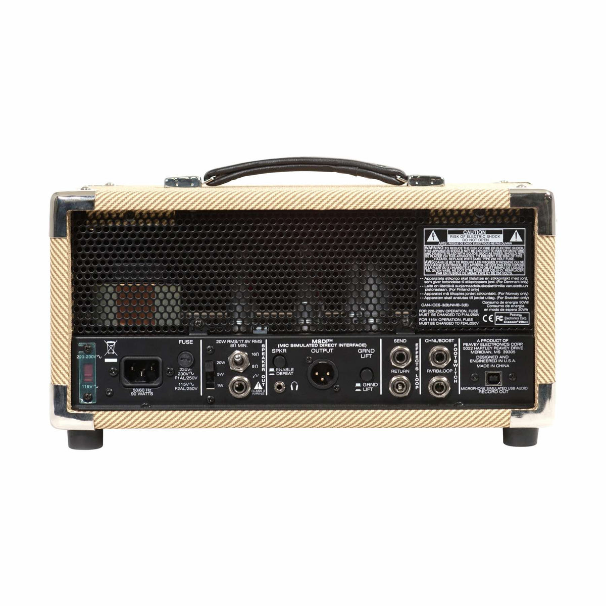 Peavey Classic 20 MH gitaros stiprintuvas, galinė dalis ir jungtys