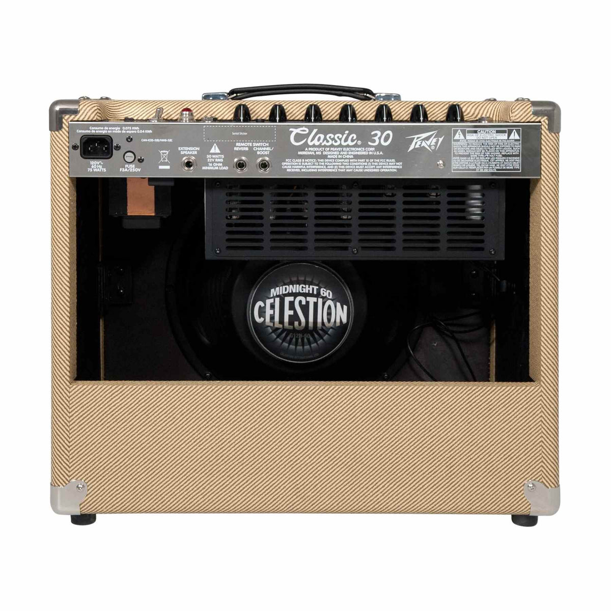 Peavey Classic 30 112 gitaros stiprintuvas, galinė dalis ir garsiakalbis